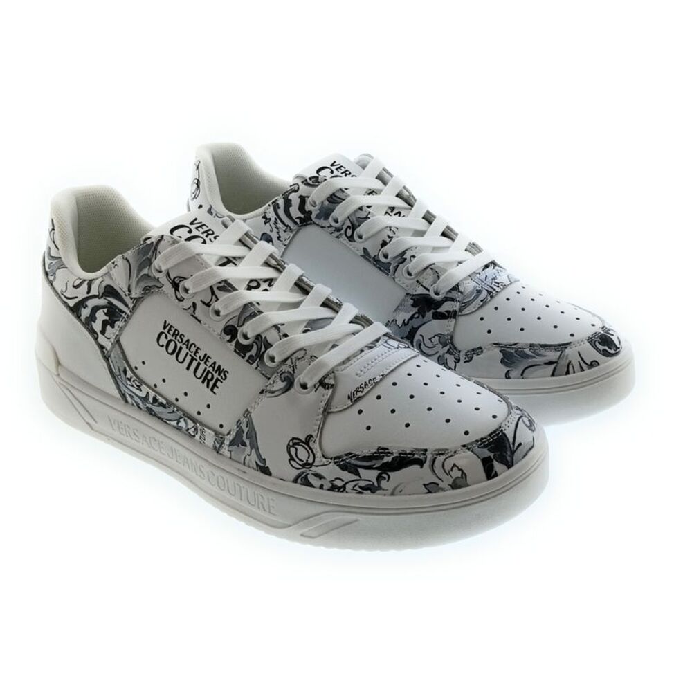 Versace Jeans Couture White/Grey Mens Baroque Court Sneakers-